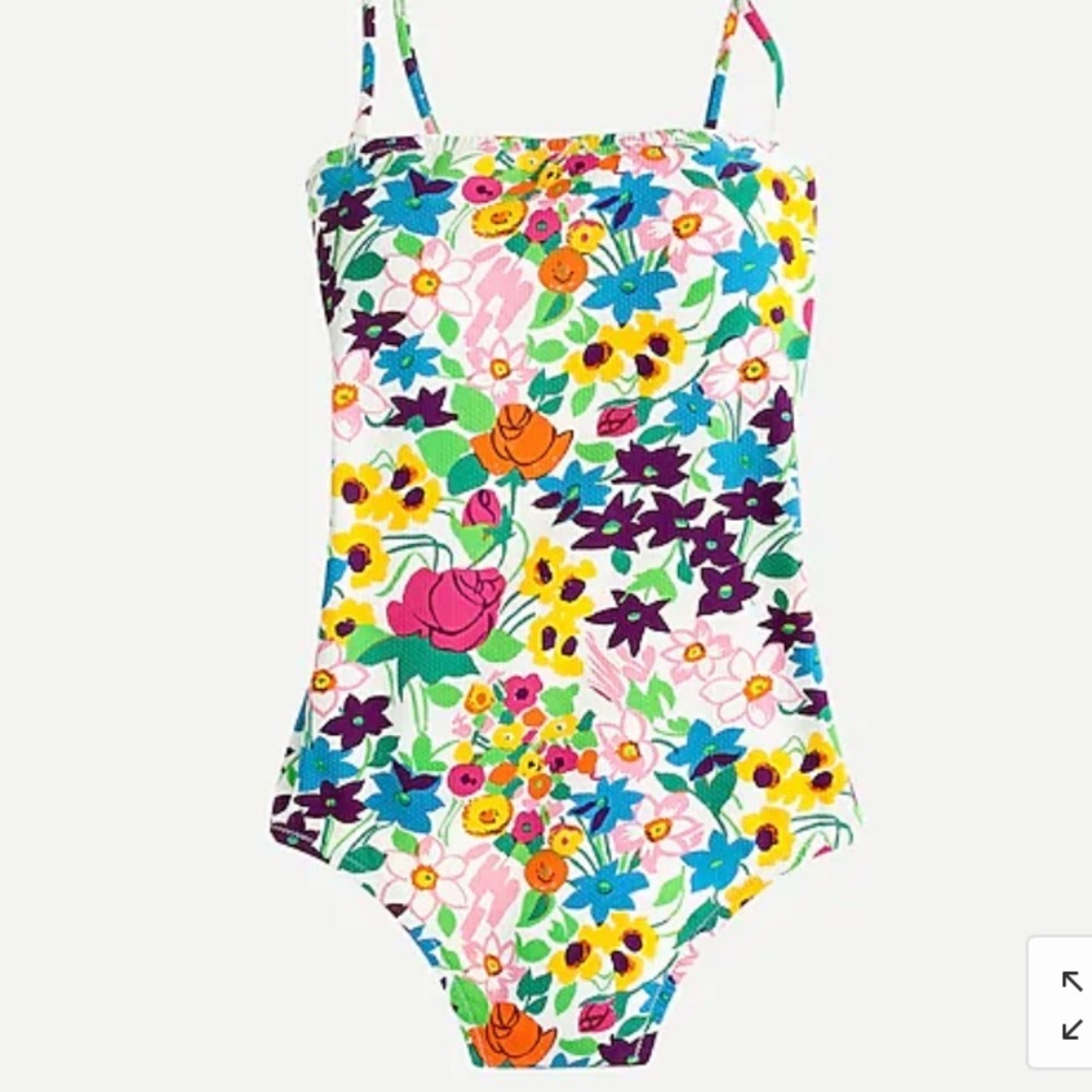 Bandeau one-piece in vibrant garden piqué